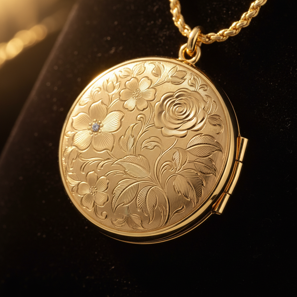 Engraved round locket keepsake