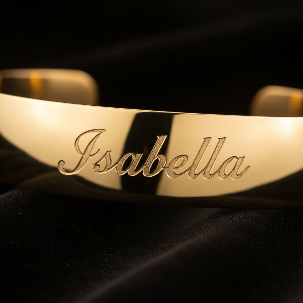 Gold bracelet with personalized engraving